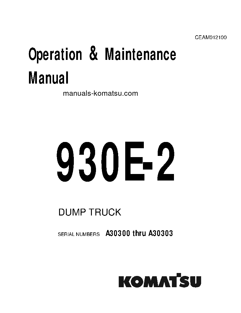 930E-2(USA)-3 S/N A30300-A30303 Operation manual (English)