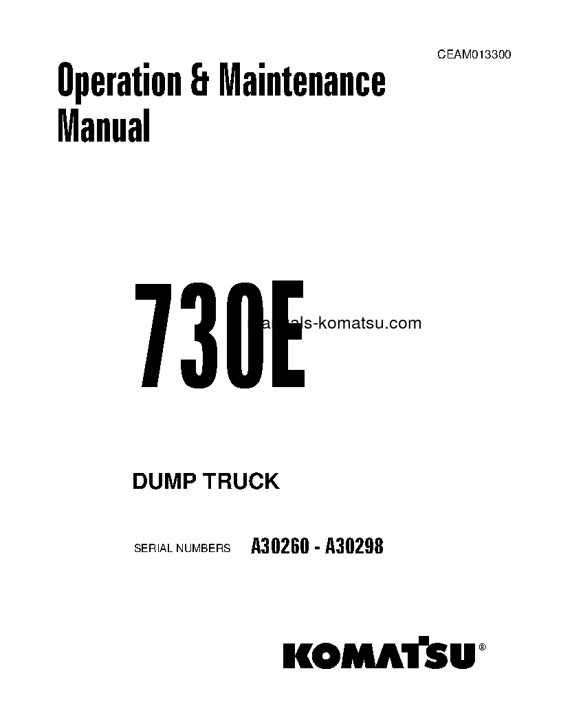 730E(USA) S/N A30260-A30298 Operation manual (English)