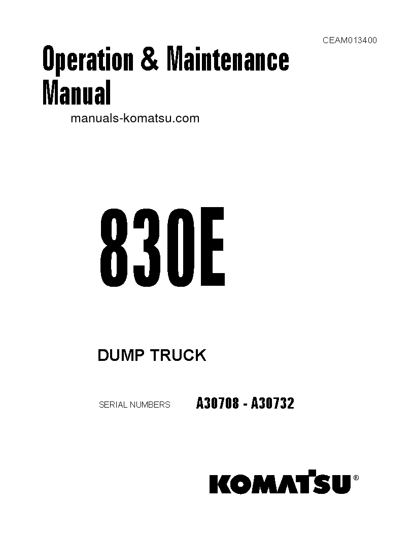 830E(USA) S/N A30708-A30732 Operation manual (English)