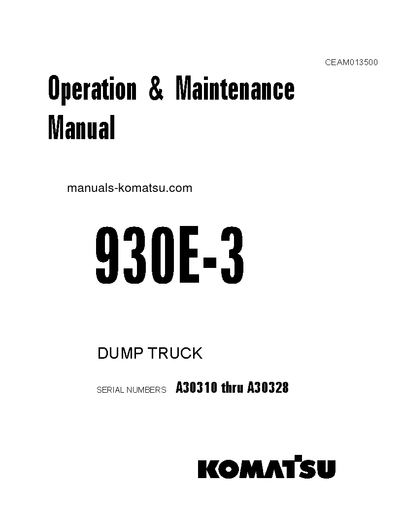 930E-3(USA) S/N A30310-A30328 Operation manual (English)