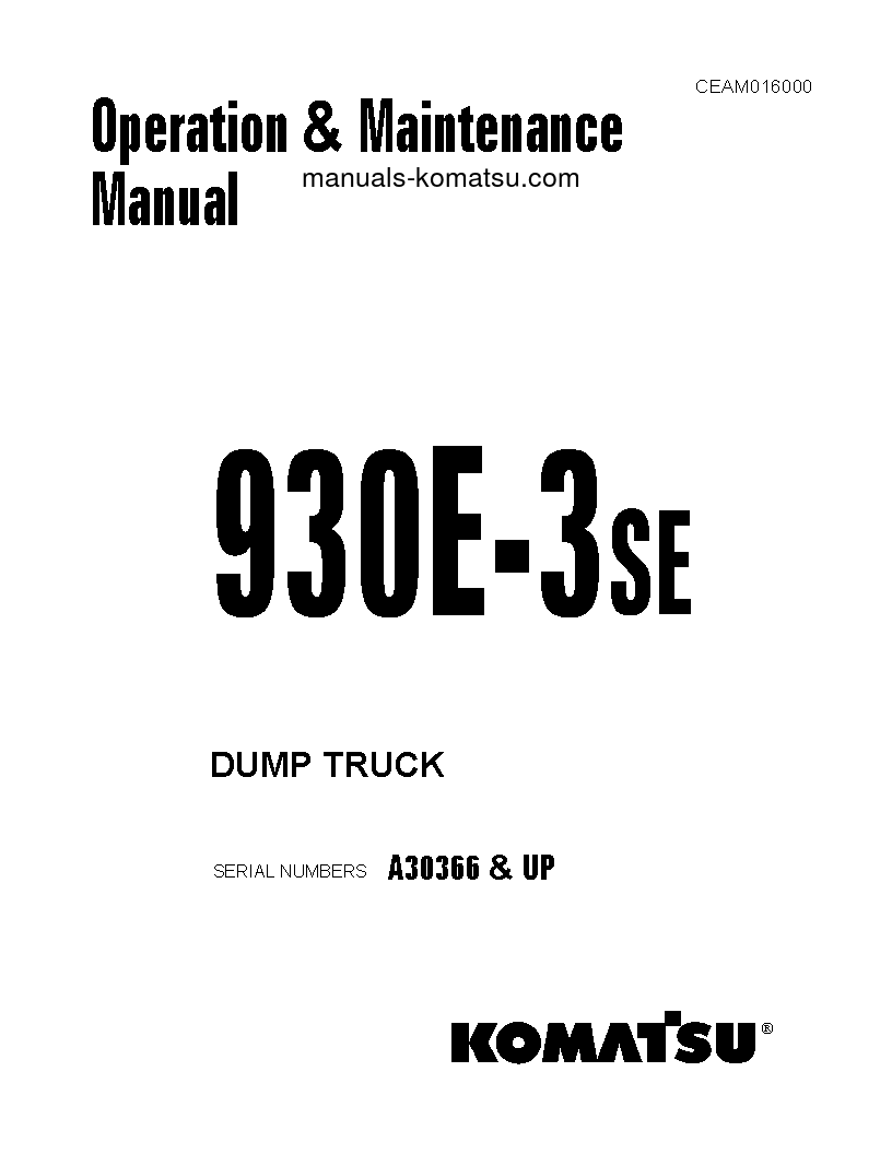 930E-3(USA)-SE S/N A30366-UP Operation manual (English)
