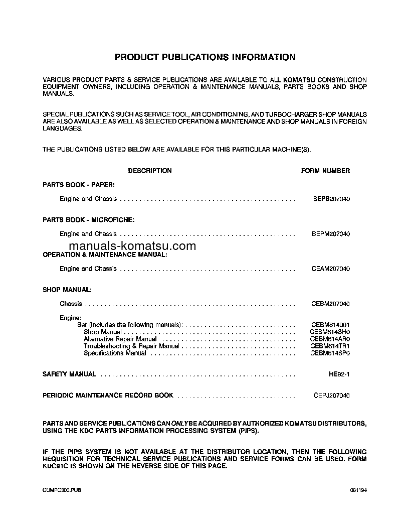 Protected: PC300LC-5(USA)-LC S/N A30001-UP Operation manual (English)