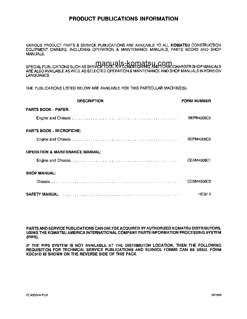 Protected: PC400LC-6(USA)-LC S/N A80001-A83000 Operation manual (English)