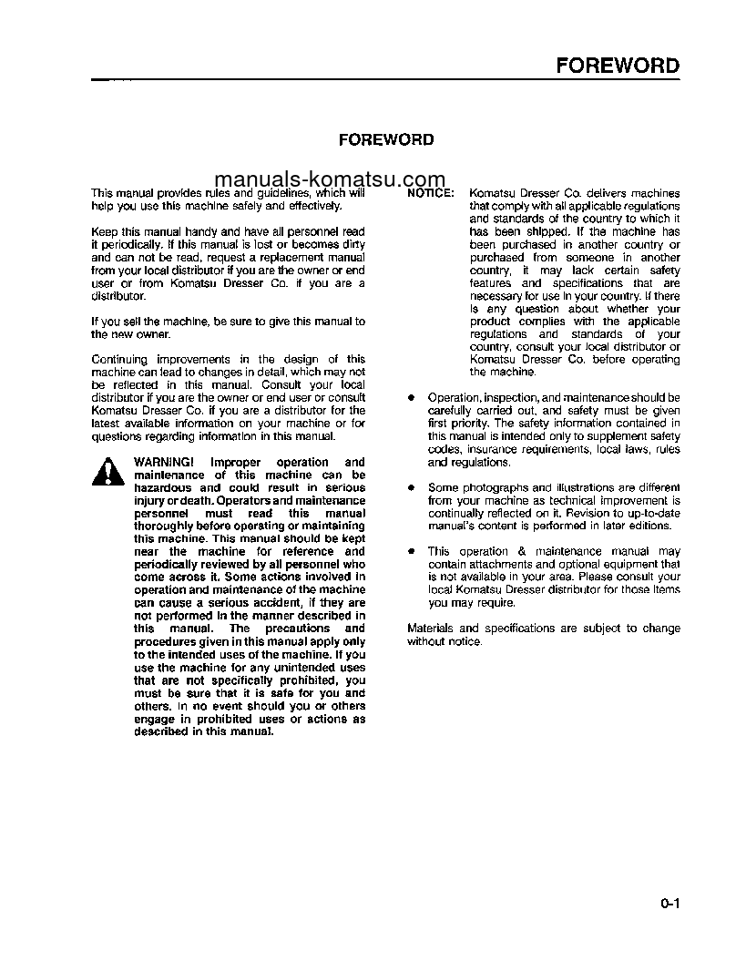 Protected: WA250-1(USA)-LC S/N A65001-UP Operation manual (English)