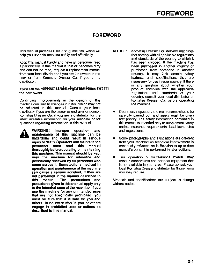 Protected: WA320-1(USA)-LC S/N A25001-UP Operation manual (English)