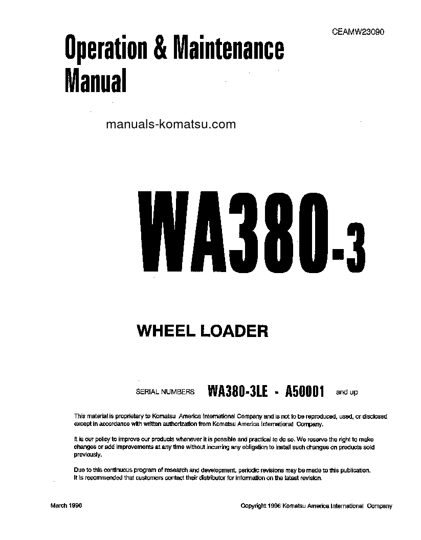 WA380-3(USA)-L S/N A50001-UP Operation manual (English)