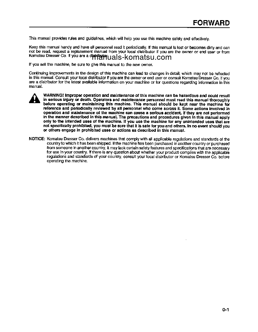 Protected: WA600-1(USA)-L S/N A10391-UP Operation manual (English)