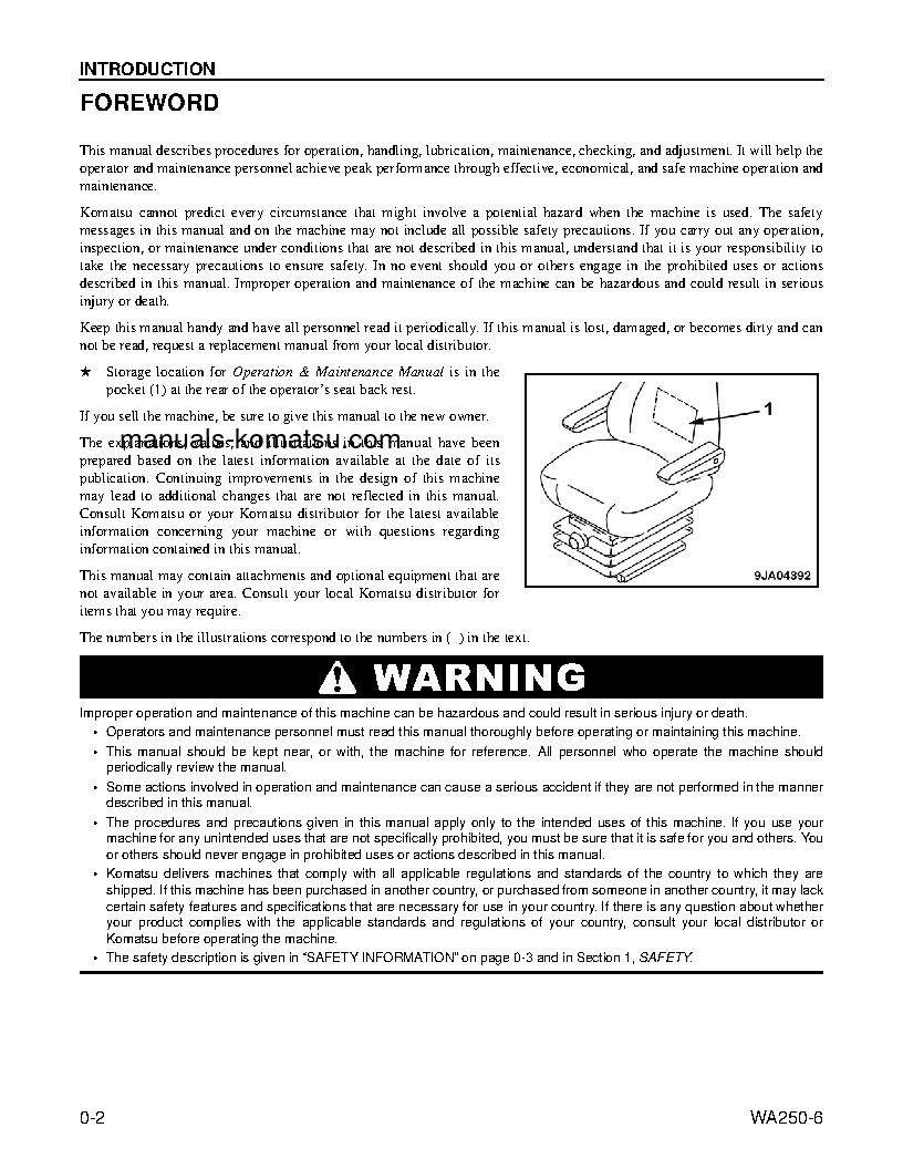 Protected: WA250-6(USA) S/N A76001-UP Operation manual (English)