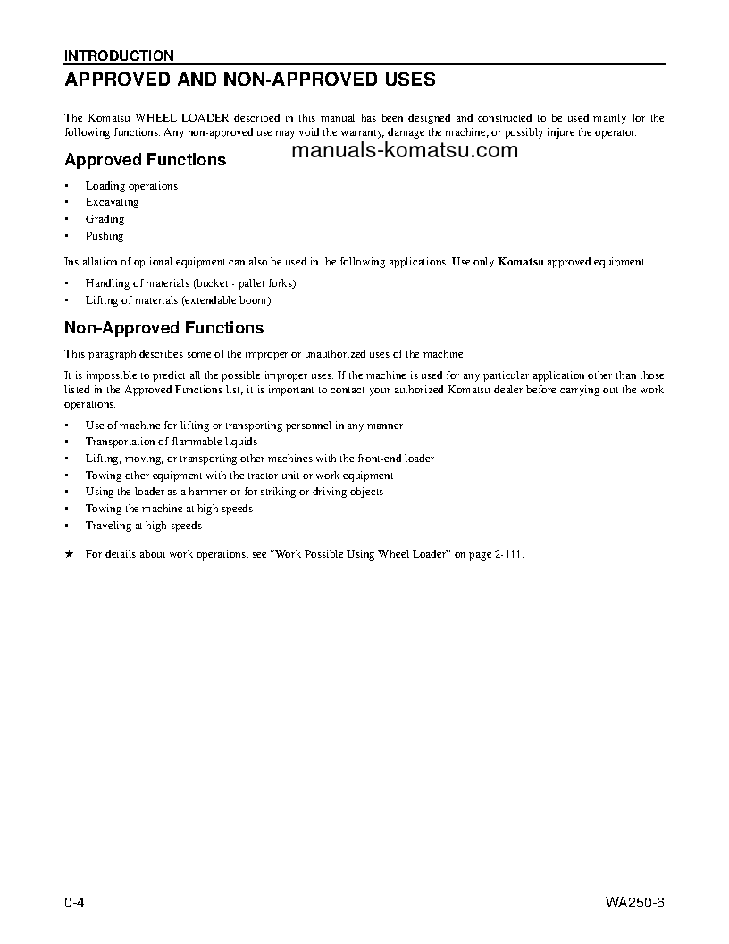 Protected: WA250-6(USA) S/N A76001-UP Operation manual (English)