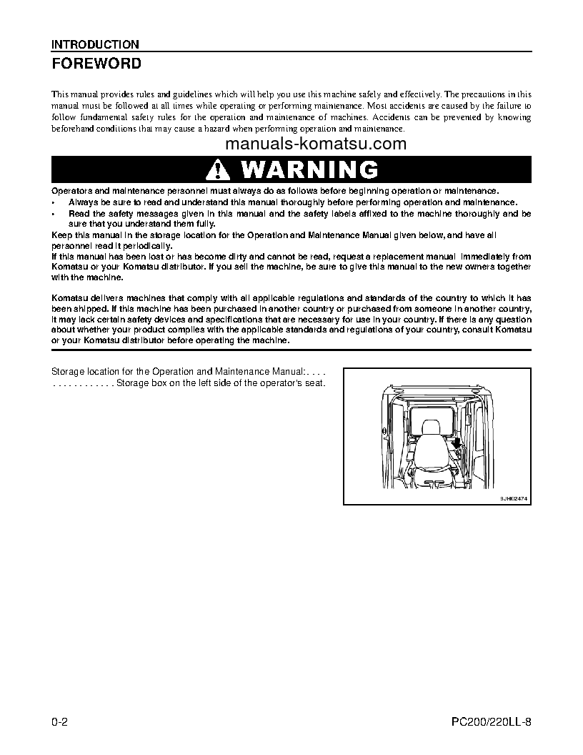 Protected: PC220LL-8(USA) S/N A87001-UP Operation manual (English)