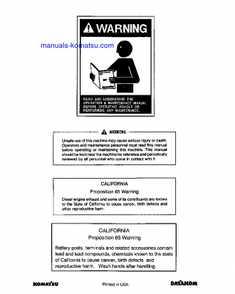 WA250-3(USA)-L S/N A75001-UP Operation manual (English)