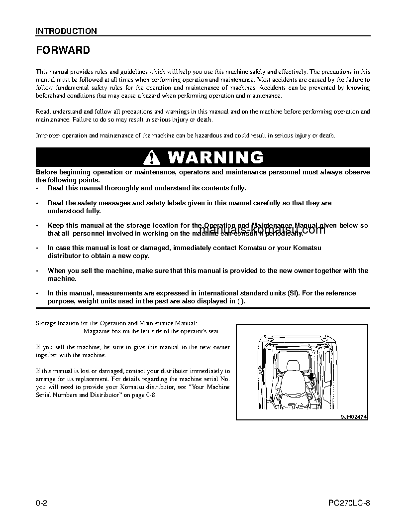 Protected: PC270LC-8(USA) S/N A87001-UP Operation manual (English)