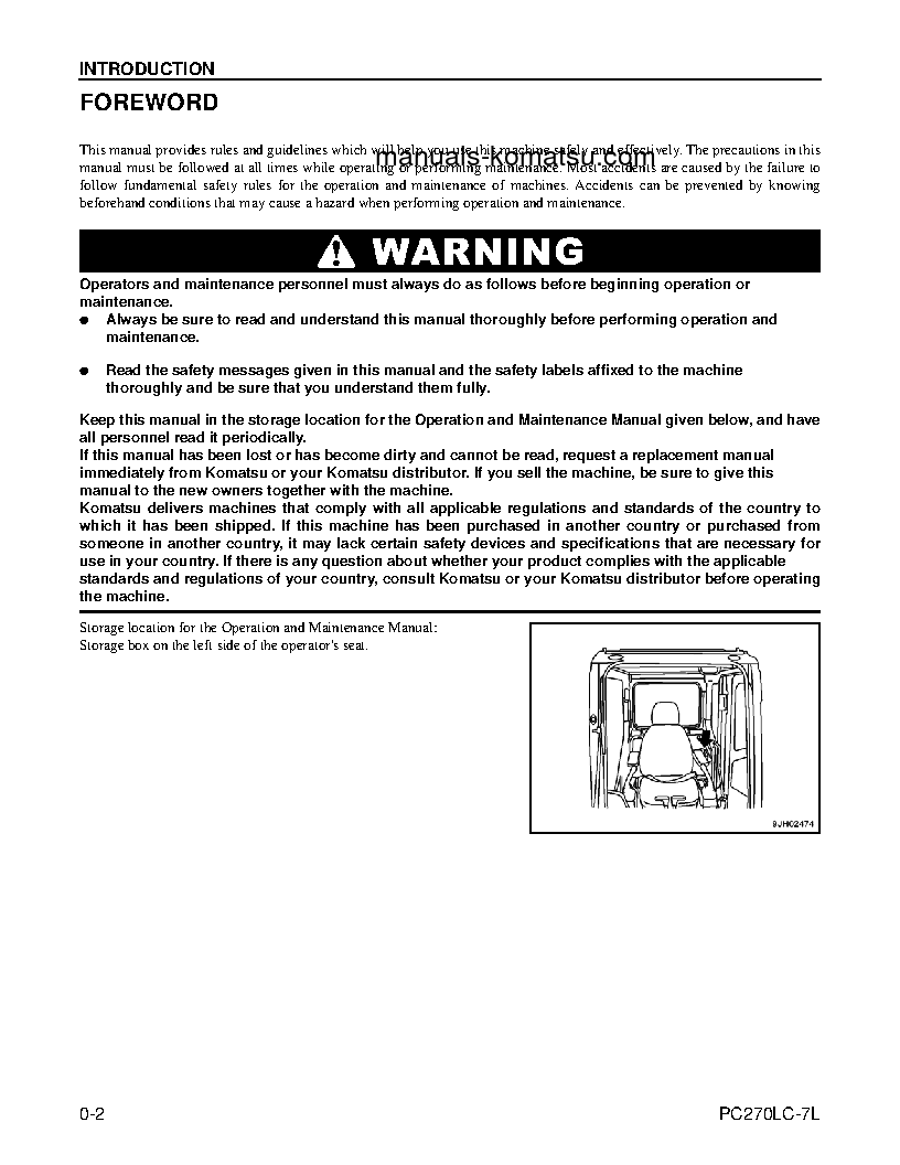 Protected: PC270LC-7(USA)-L S/N A86001-UP Operation manual (English)