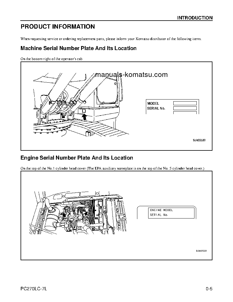 Protected: PC270LC-7(USA)-L S/N A86001-UP Operation manual (English)