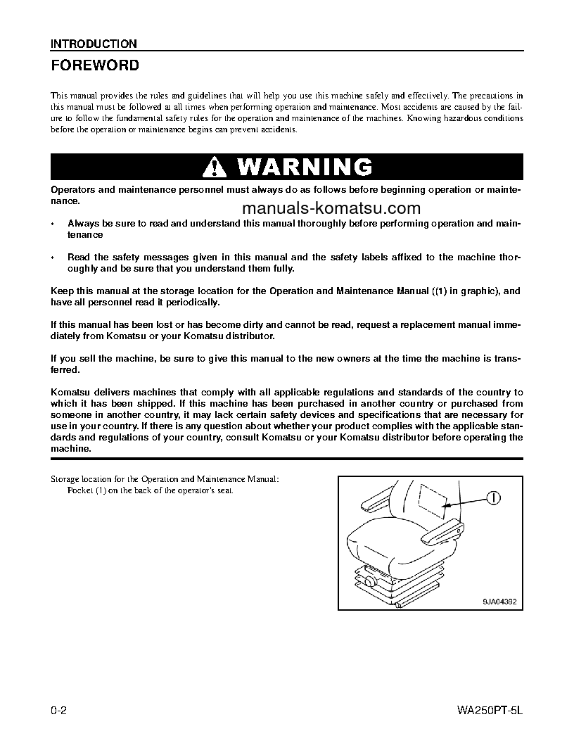 Protected: WA250PT-5(USA)-L S/N A79001-UP Operation manual (English)