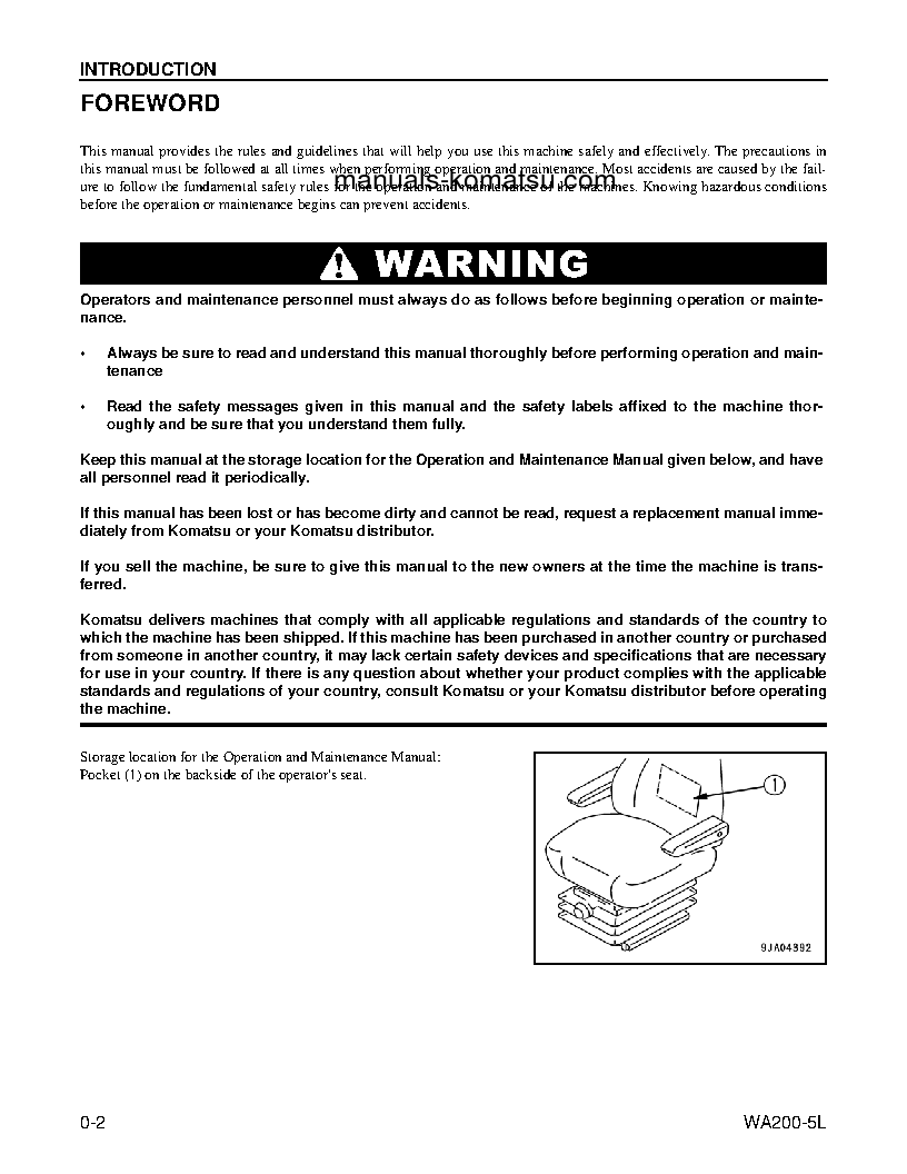 Protected: WA200-5(USA)-L S/N A82001-UP Operation manual (English)