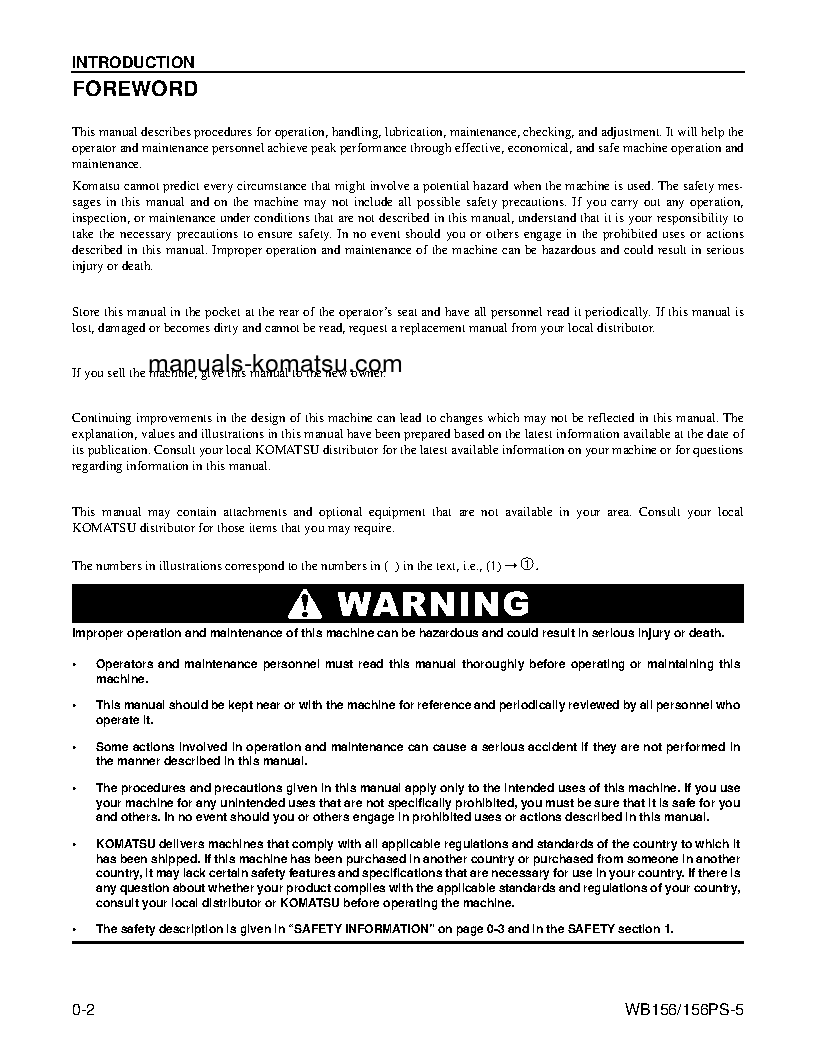 Protected: WB156-5(USA) S/N A63001-UP Operation manual (English)