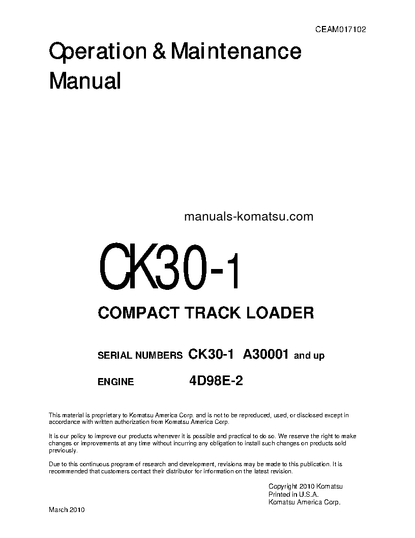 CK30-1(USA) S/N A30001-UP Operation manual (English)
