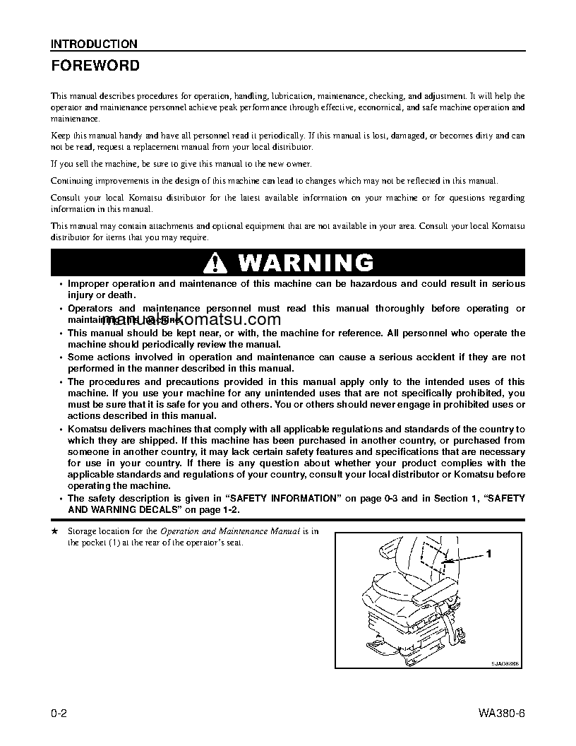 Protected: WA380-6(USA) S/N A53001-A53999 Operation manual (English)