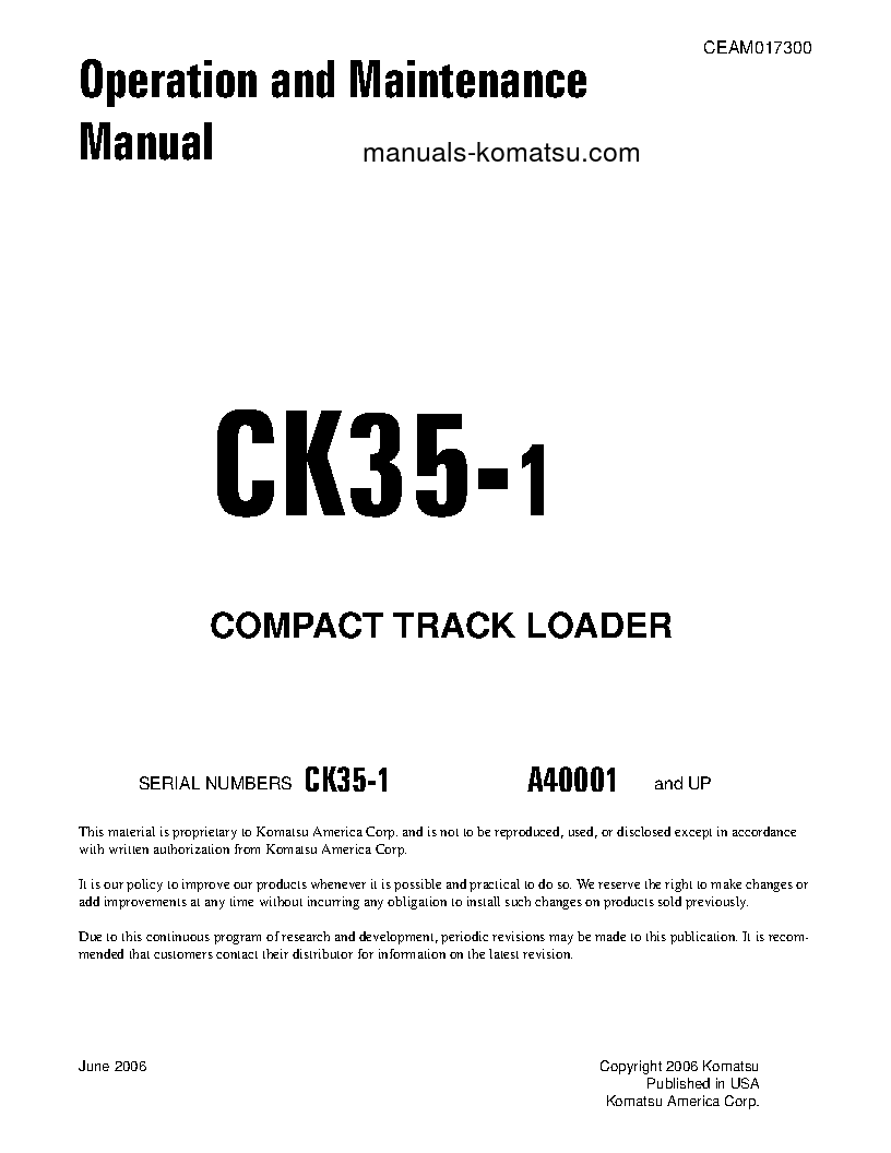 CK35-1(USA) S/N A40001-UP Operation manual (English)