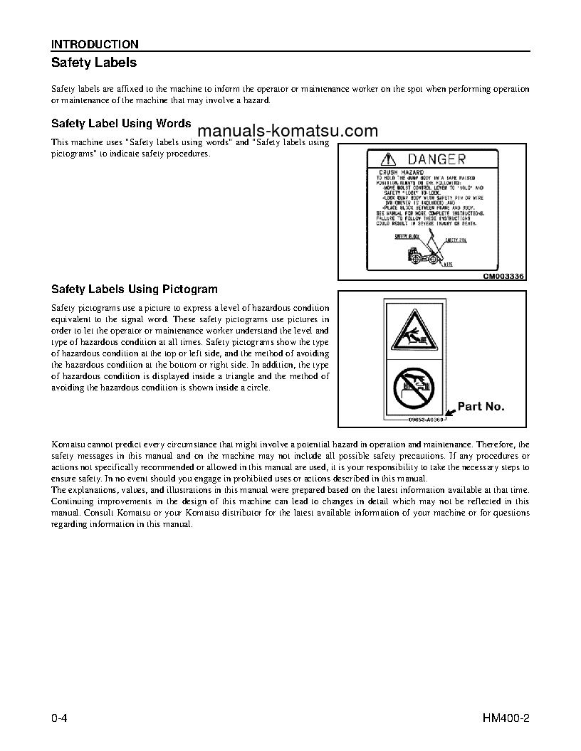 Protected: HM400-2(USA) S/N A11001-UP Operation manual (English)