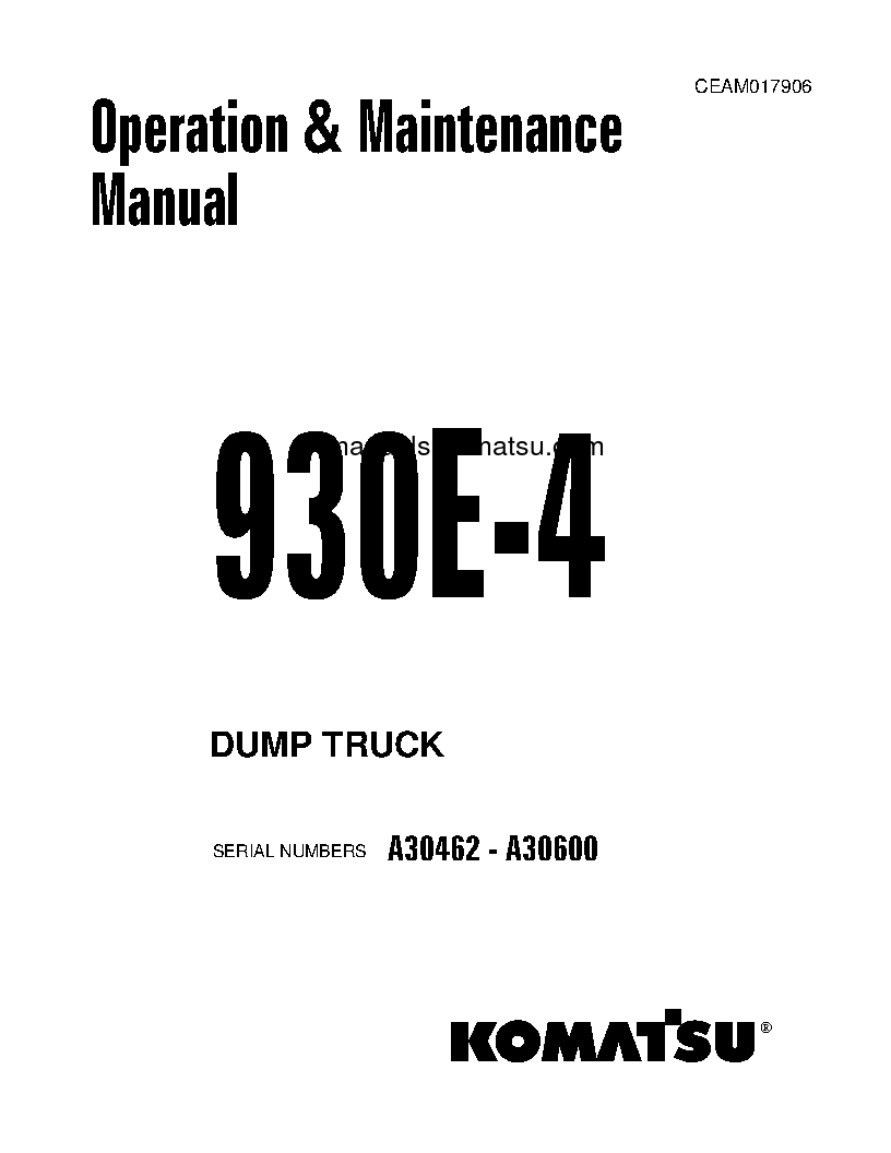 930E-4(USA) S/N A30462-A30600 Operation manual (English)