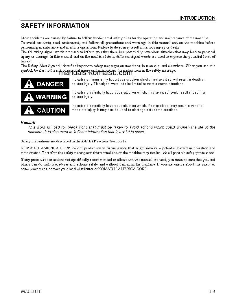 Protected: WA500-6(USA) S/N A92001-UP Operation manual (English)