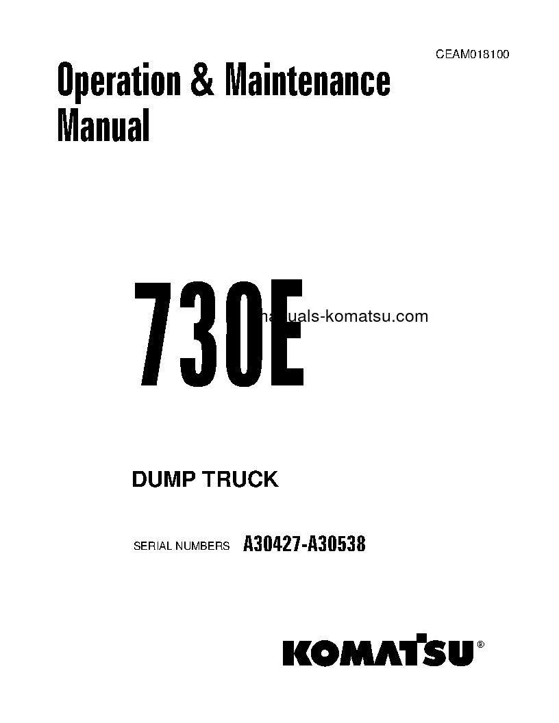 730E(USA) S/N A30427-A30538 Operation manual (English)