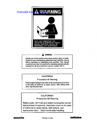 WA450-6(USA) S/N A44001-UP Operation manual (English)