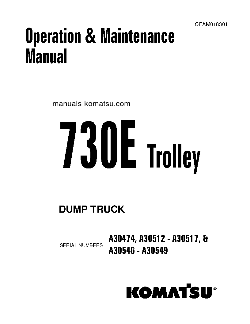 730E(USA)-WITH TROLLEY S/N A30474 Operation manual (English)