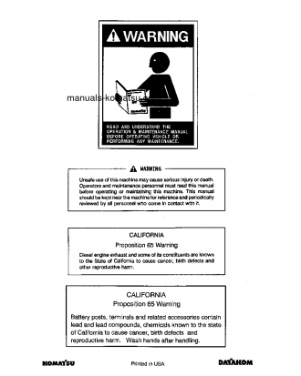 WA480-6(USA) S/N A38001-UP Operation manual (English)