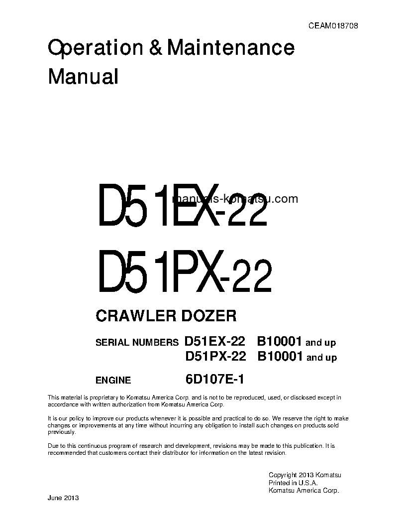 D51PX-22(BRA) S/N B10001-UP Operation manual (English)