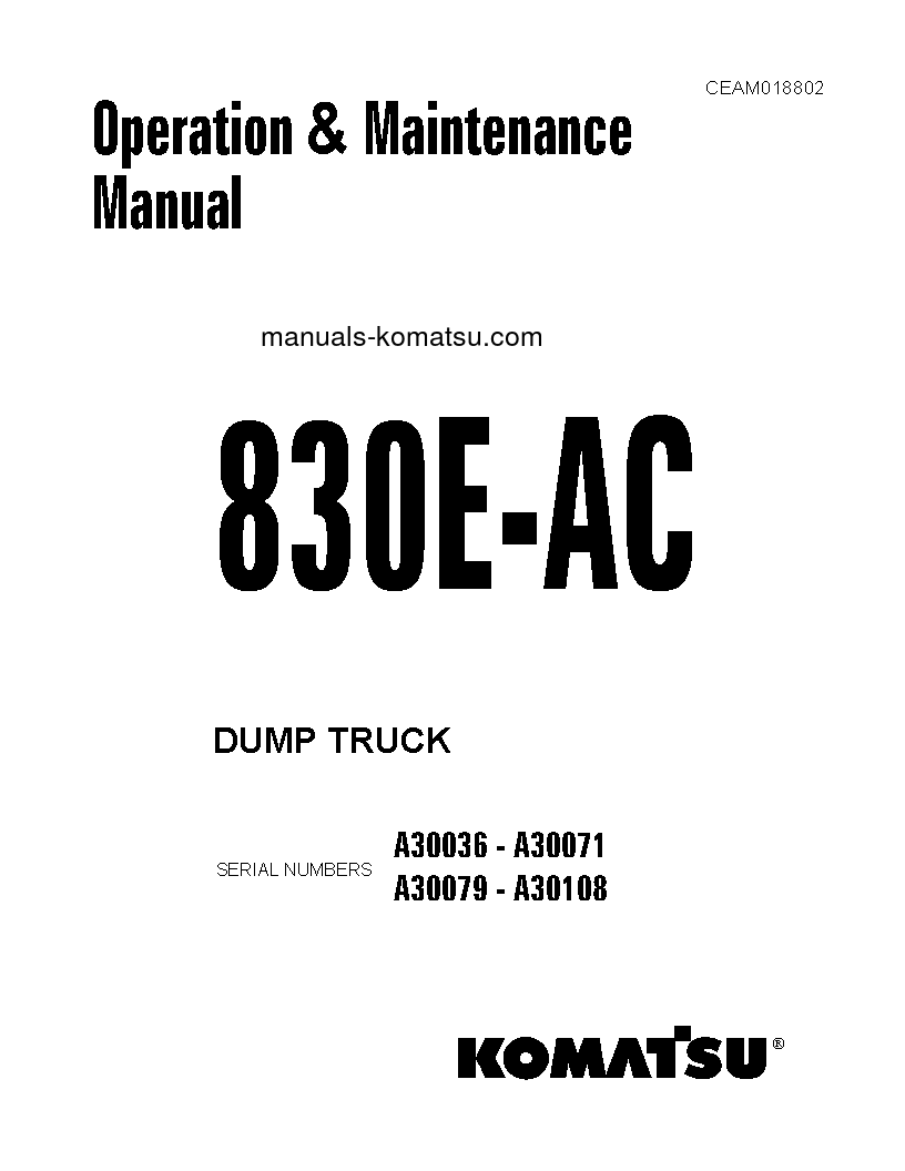 830E-AC(USA) S/N A30079-A30108 Operation manual (English)
