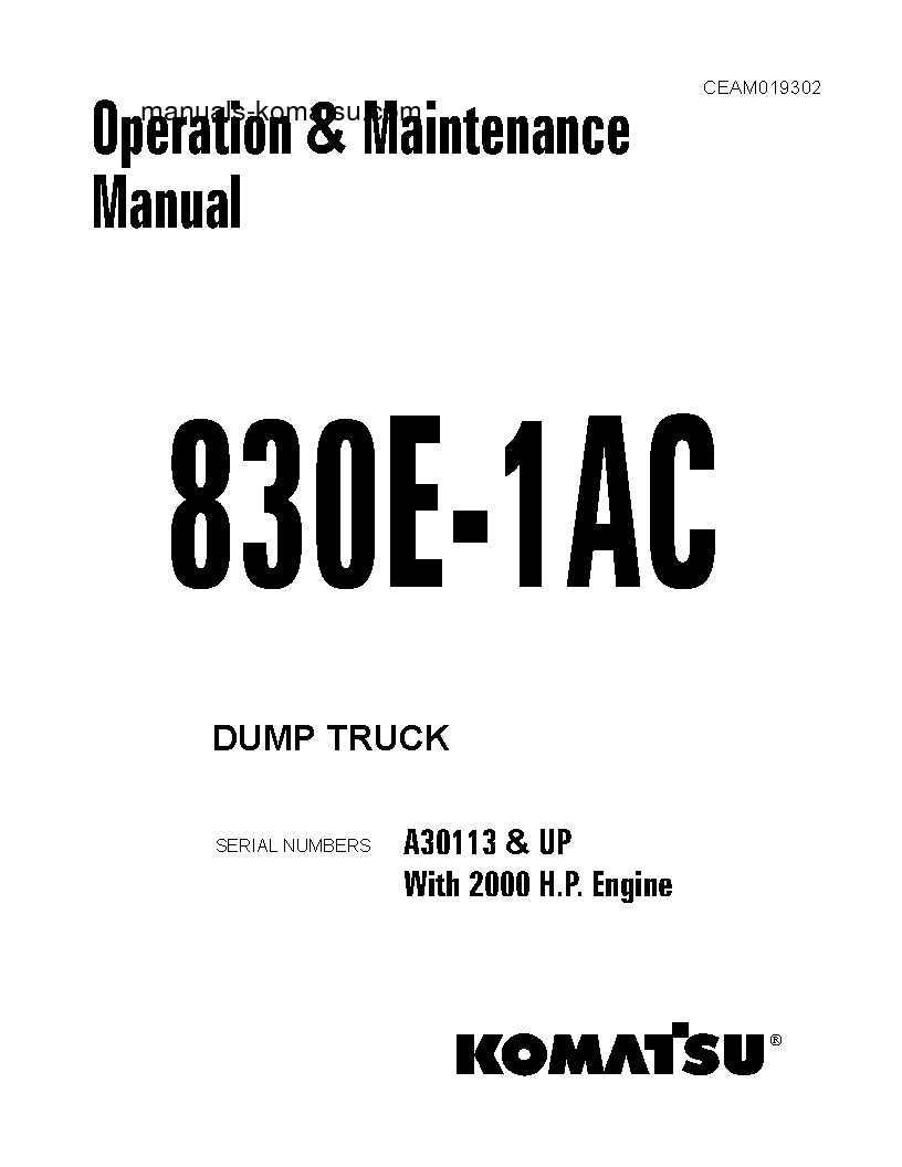 830E-1(USA)-AC S/N A30113-UP Operation manual (English)