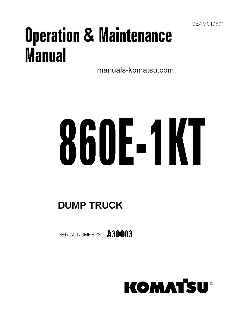 860E-1(USA)-KT S/N A30003 Operation manual (English)