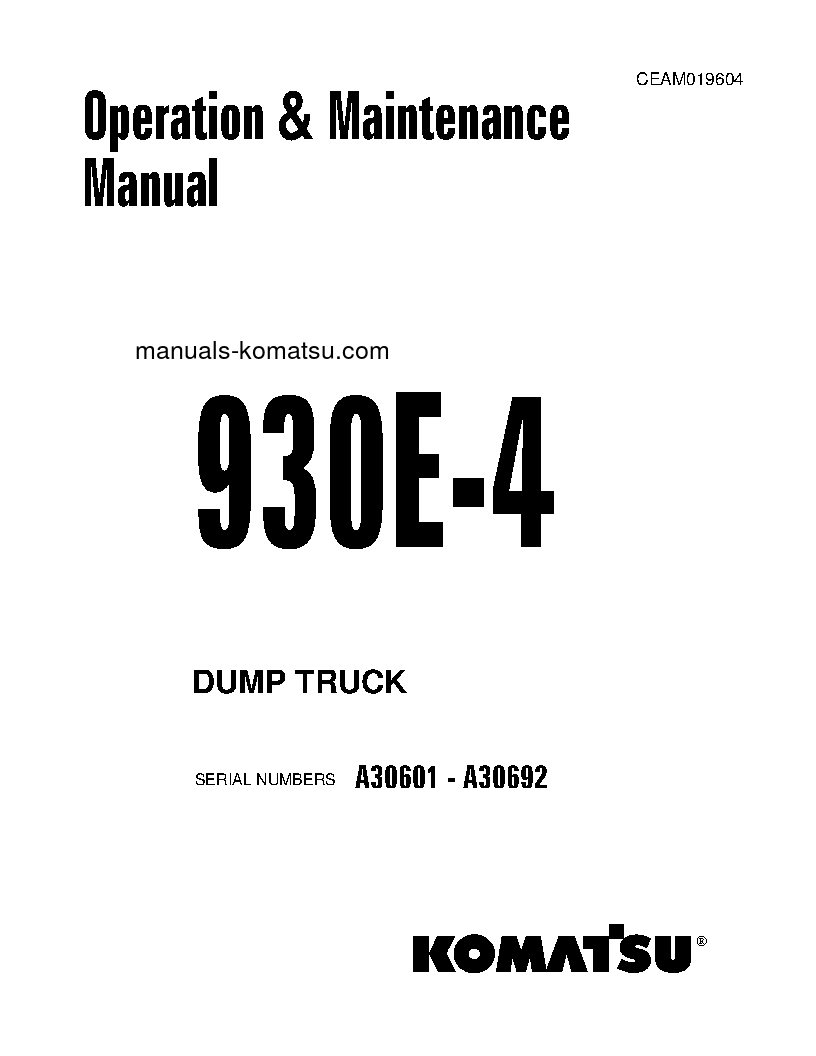 930E-4(USA) S/N A30601-A30692 Operation manual (English)