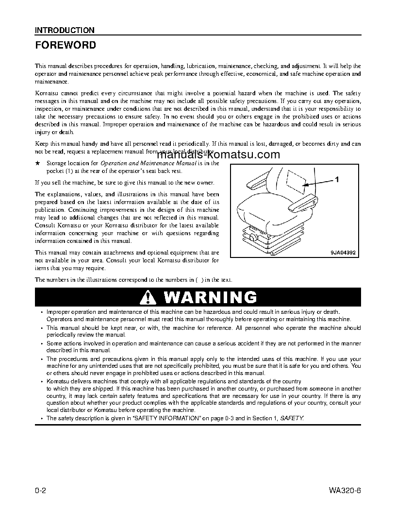 Protected: WA320-6(USA) S/N A34001-A34999 Operation manual (English)
