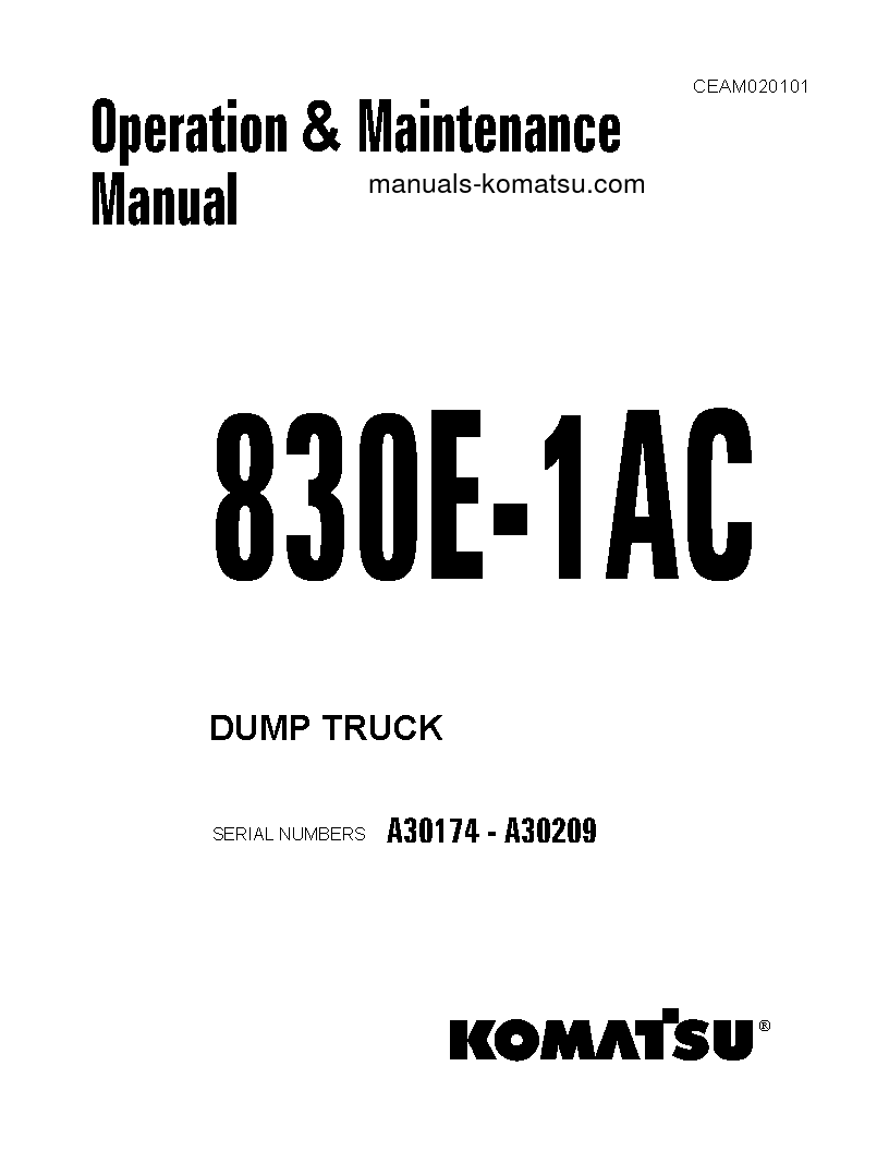 830E-1(USA)-AC S/N A30174-A30209 Operation manual (English)