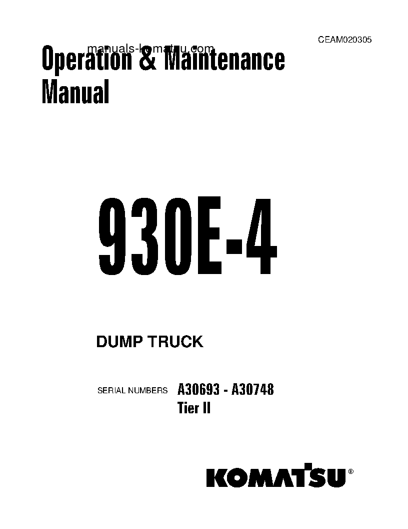 930E-4(USA)-TIER II S/N A30693-A30748 Operation manual (English)