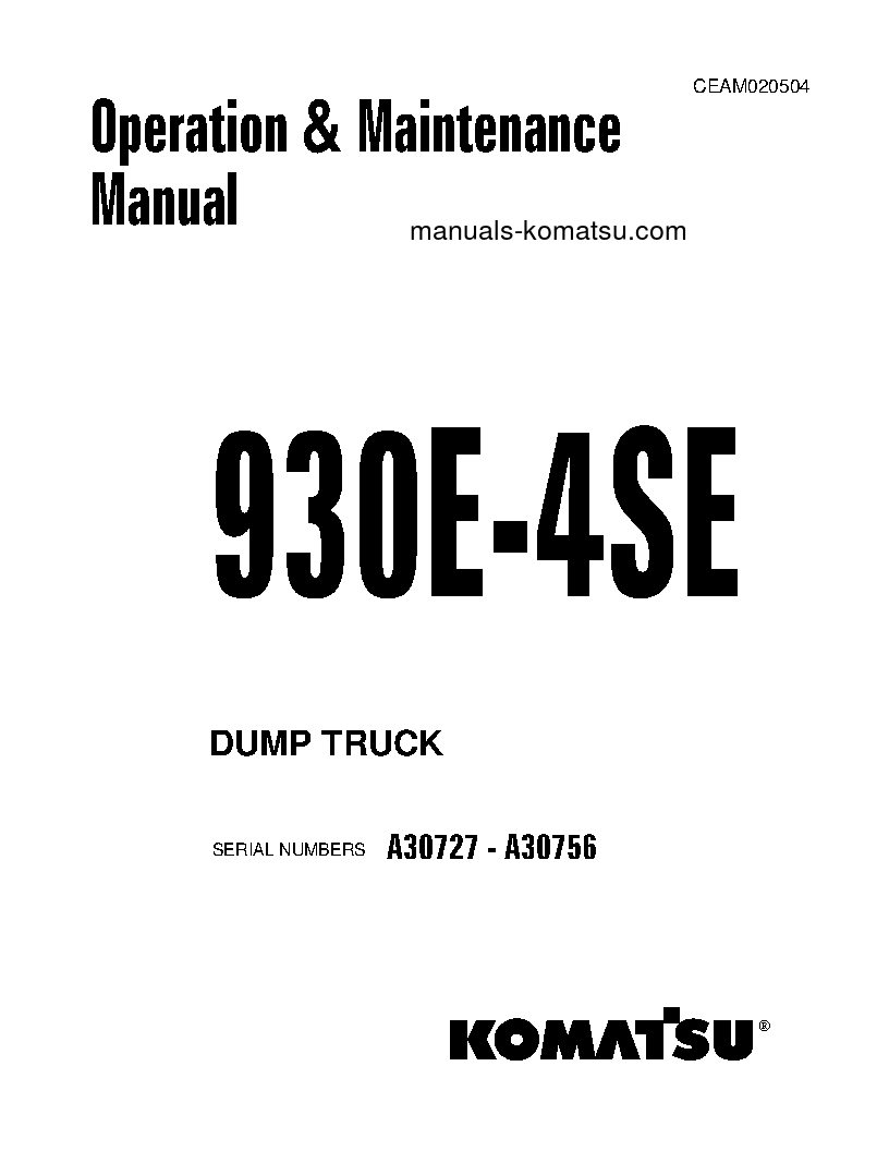 930E-4(USA)-SE S/N A30727-A30756 Operation manual (English)