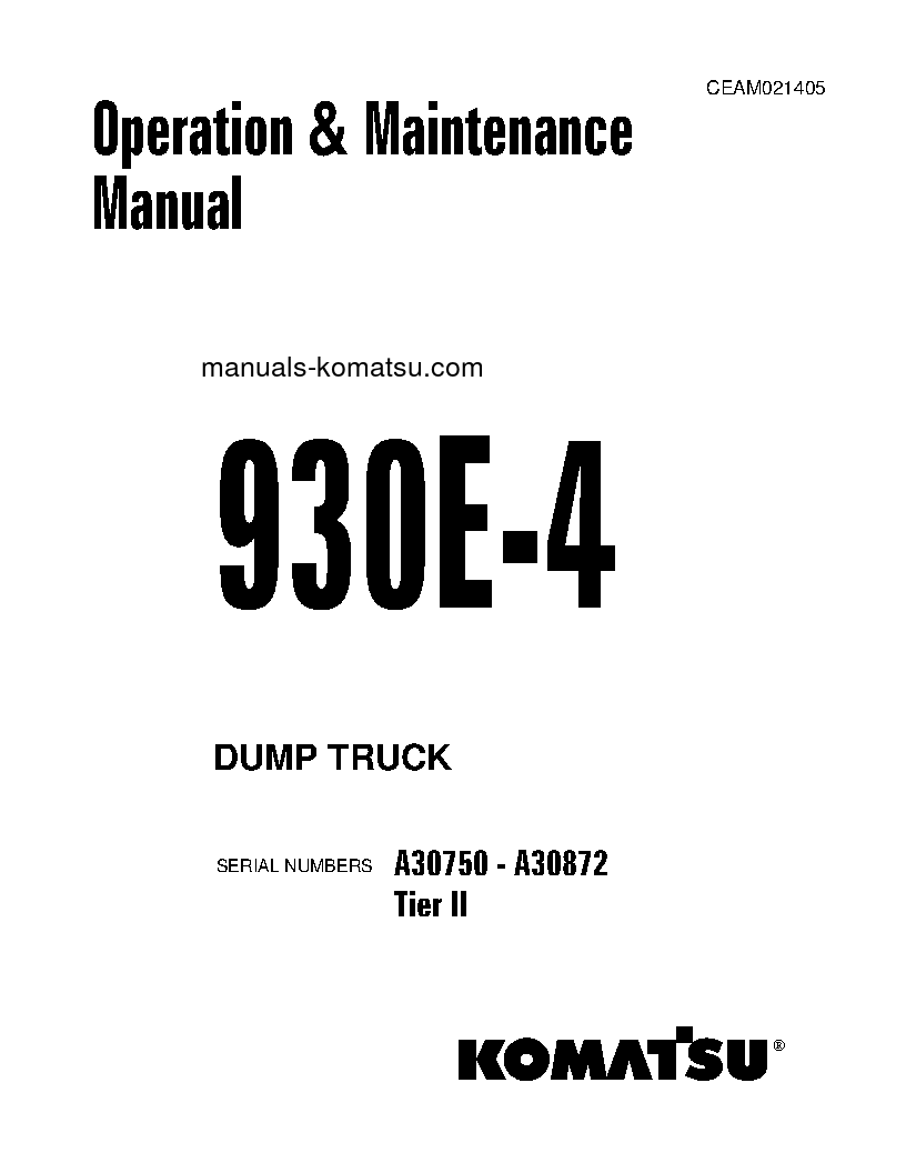 930E-4(USA)-TIER II S/N A30750-A30872 Operation manual (English)