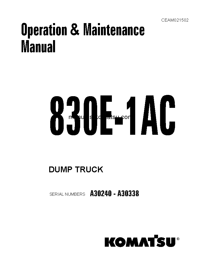 830E-1(USA)-AC S/N A30240-A30338 Operation manual (English)