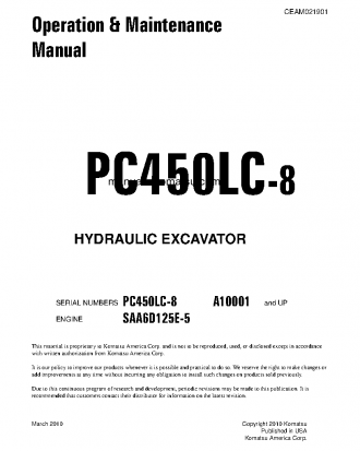 PC450LC-8(USA) S/N A10001-UP Operation manual (English)