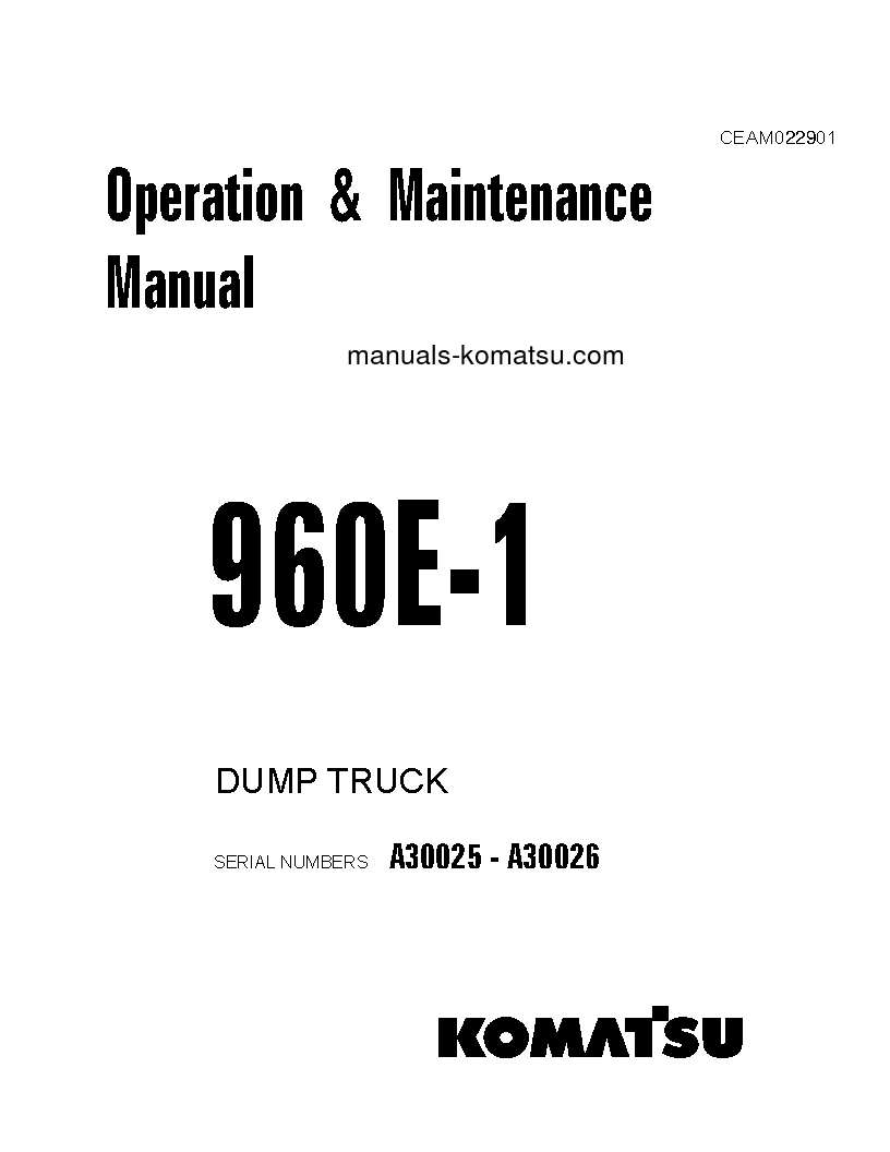 960E-1(USA) S/N A30025-A30026 Operation manual (English)