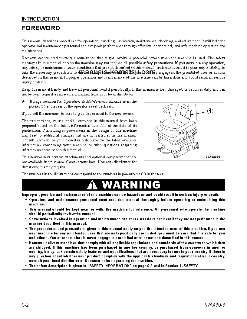 Protected: WA430-6(USA) S/N A42001-UP Operation manual (English)