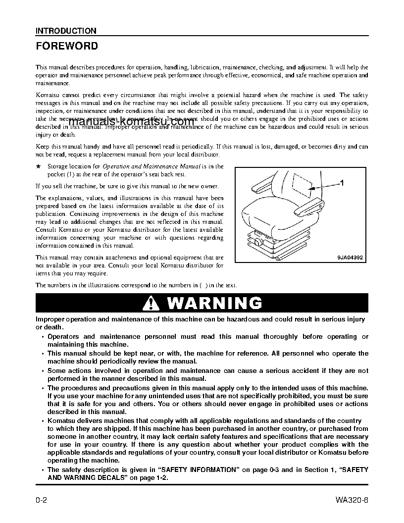 Protected: WA320-6(USA) S/N A35001-UP Operation manual (English)