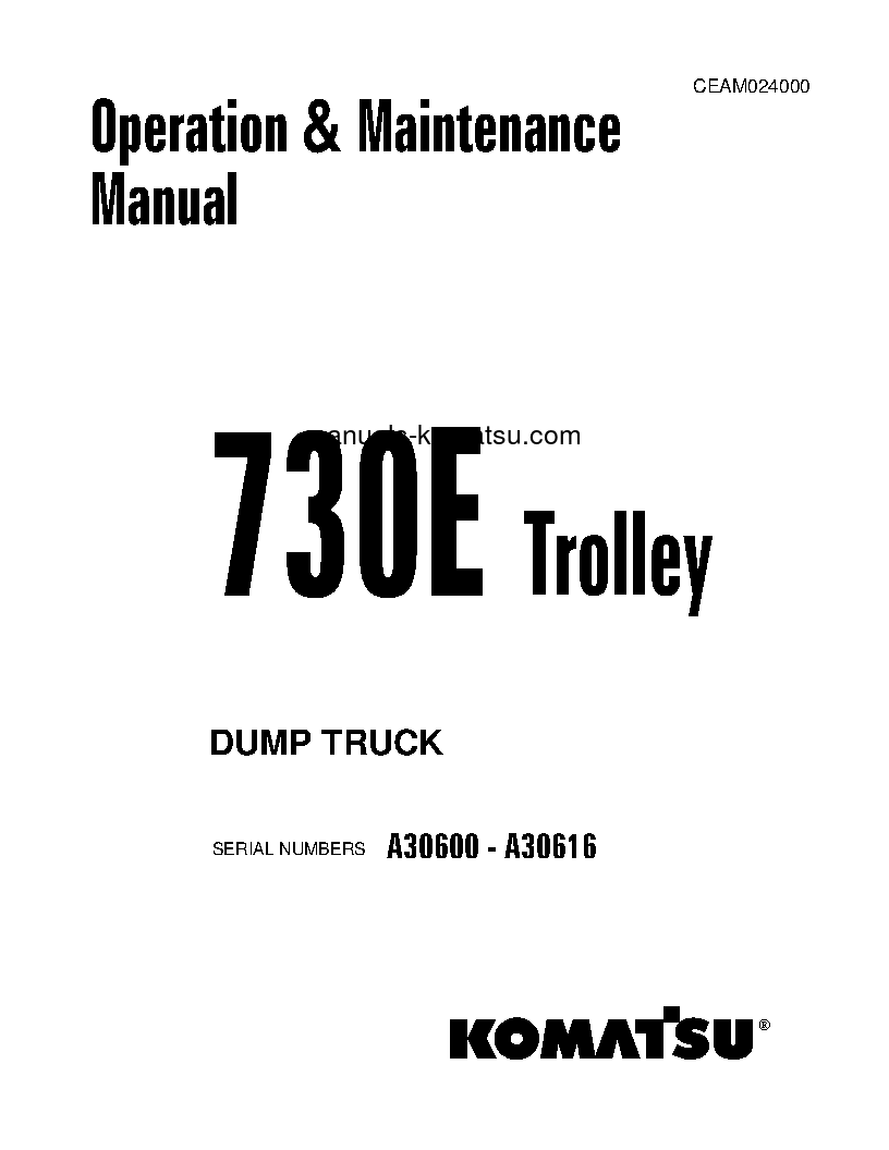730E(USA)-WITH TROLLEY S/N A30600-A30616 Operation manual (English)