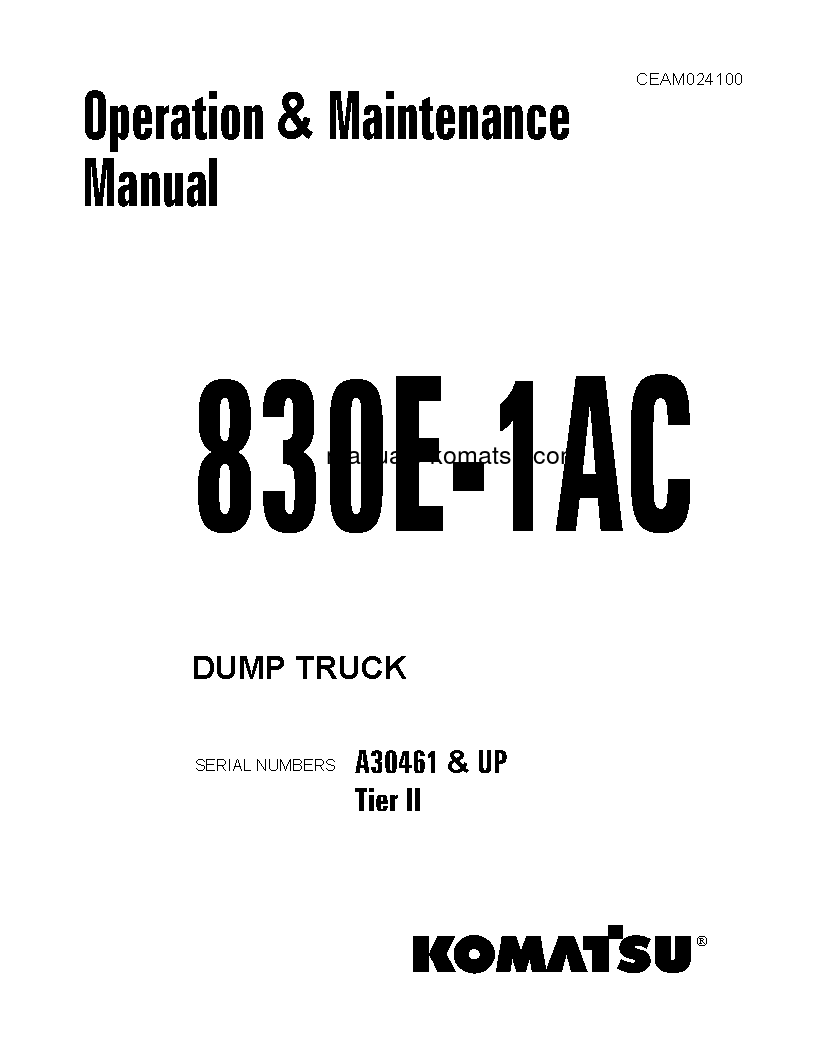 830E-1(USA)-AC S/N A30461-A30546 Operation manual (English)