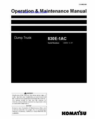830E-1(USA)-AC S/N A30561-A30850 Operation manual (English)
