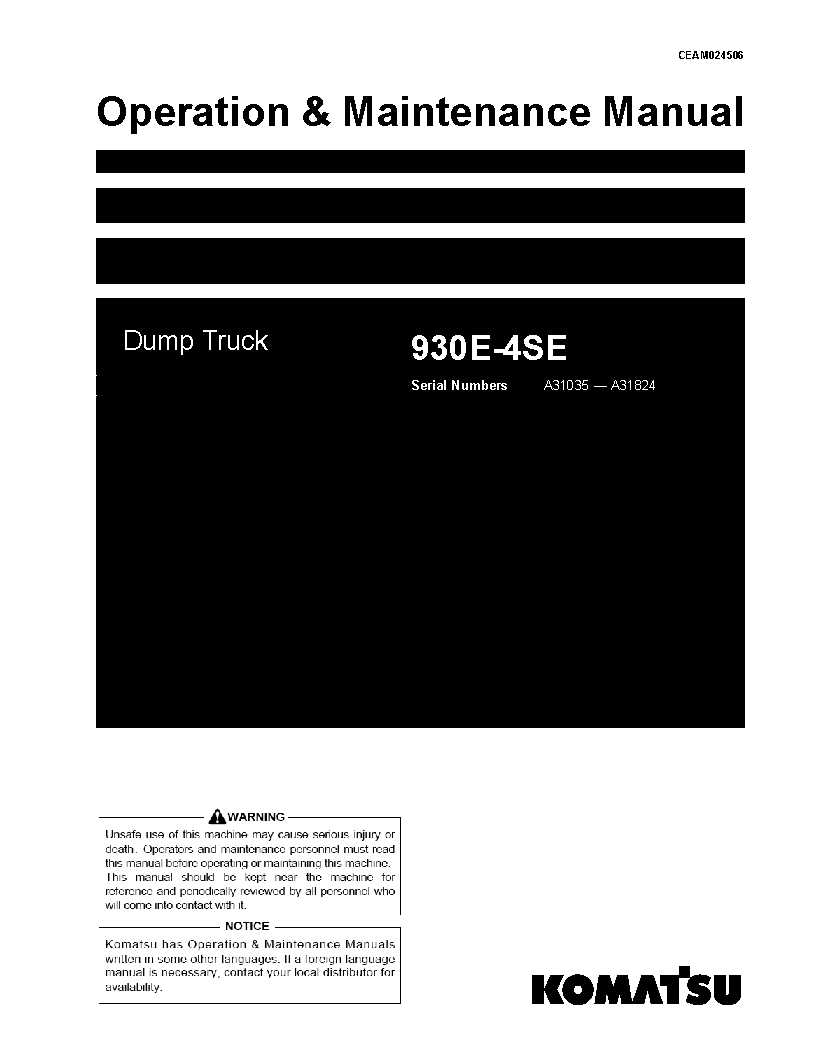 930E-4(USA)-SE S/N A31035-A31824 Operation manual (English)